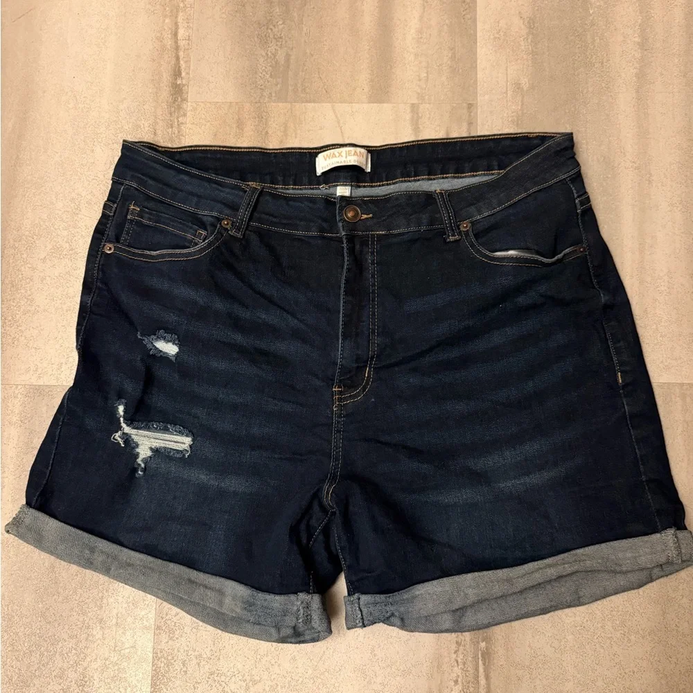Wax Jean blue Jean Shorts Distressed Cuffed - Picture 2 of 8